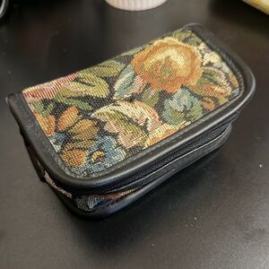 Vintage Floral Tapestry Cosmetic Case With Mirror